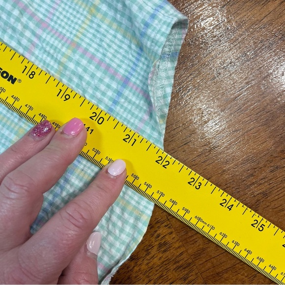 Hannah Kate boys pastel green button down 100% cotton shirt no size tag fits 10 - Picture 6 of 8